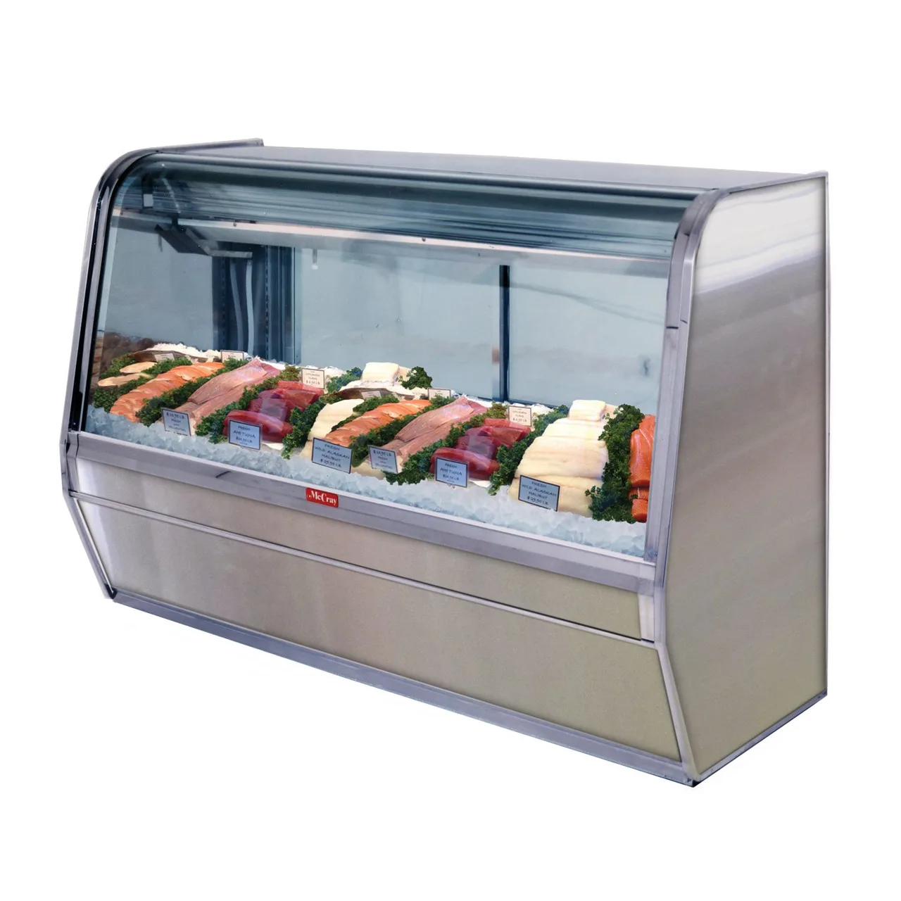 Howard-McCray SC-CFS32E-4C-S-LED 50" Curved Refrigerated Seafood Display Case, Stainless