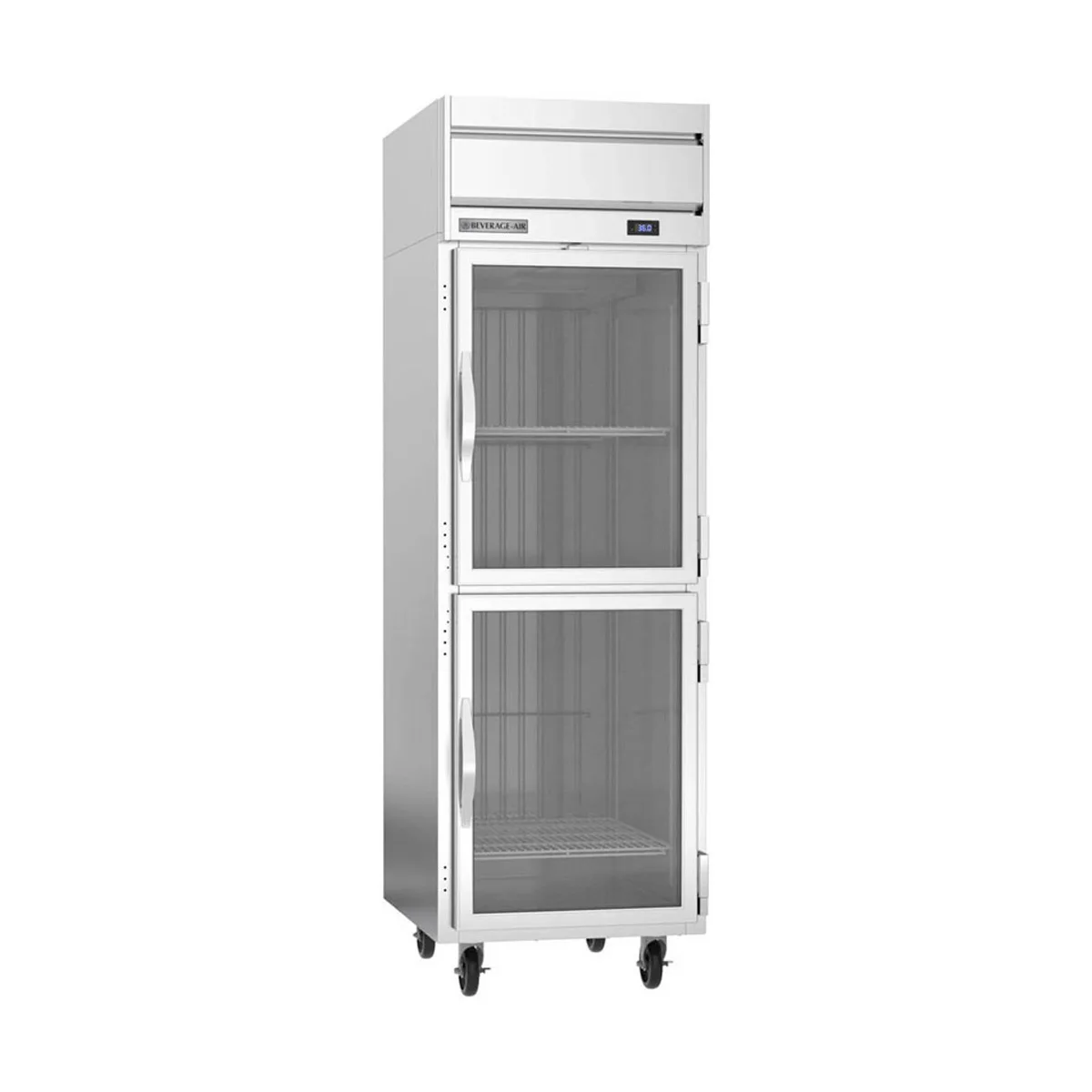 Beverage Air HRP1HC-1HG 26" 1-Section Reach-In Refrigerator w/ 2 Glass Half Doors, Top Mounted, 1/4 hp, 22.3 cu. ft.