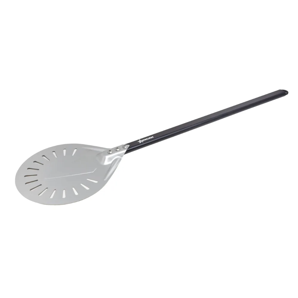 Omcan USA 81189 Pizza Peel – 8" Perforated Blade, 54-5/16" Length, Anodized Aluminum, Round