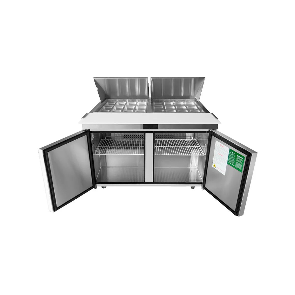 Atosa USA MSF8307GR 60" Two Section Mega Top Sandwich/Salad Prep Table w/ 2 Doors, 24 Pans
