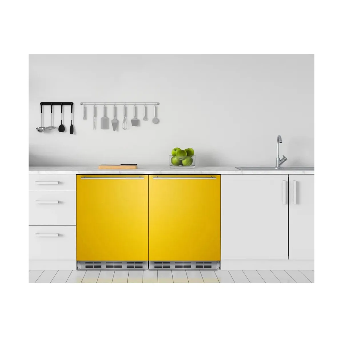 Summit BRF611WHYADA 23" Undercounter Freezer in White, w/ Saffron Gold Door, ADA Compliant, 5.1 cu. ft.