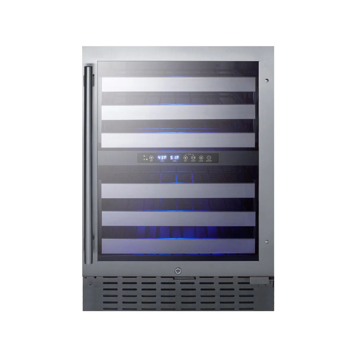 Summit SWC532BLBISTCSS 24" Glass Door Wine Refrigerator, Dual Temperature, 46 Bottles