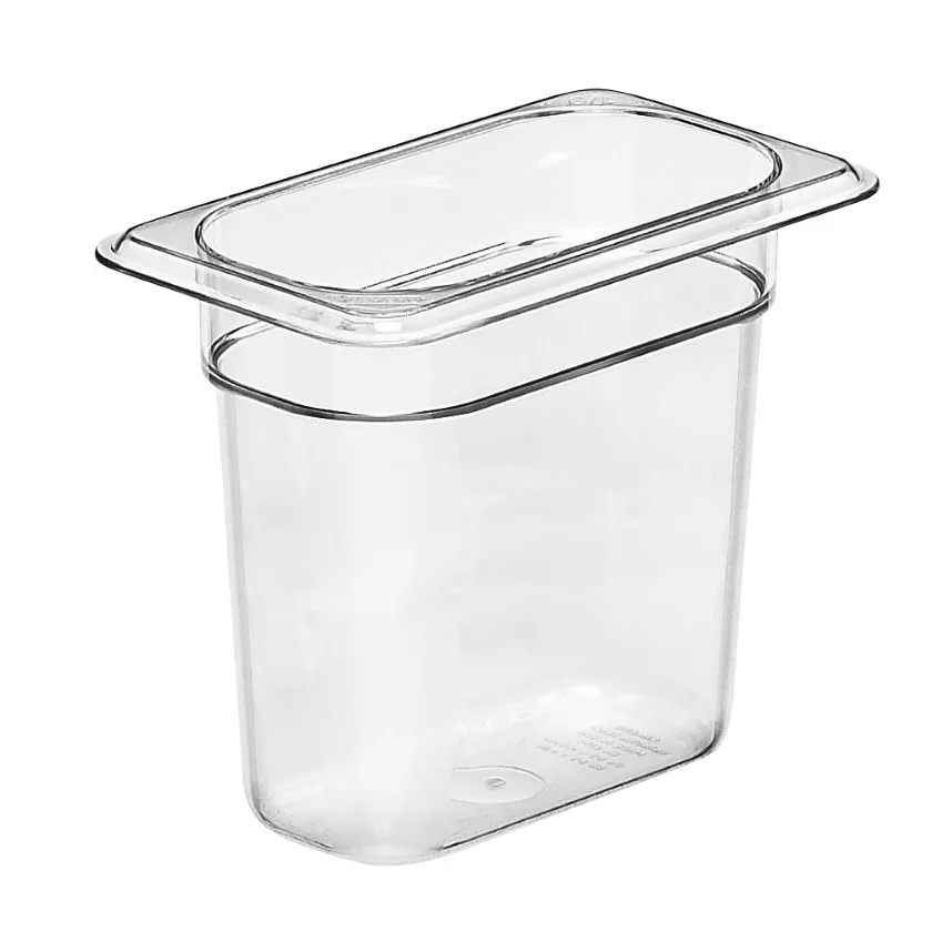 Cambro 96PCW135 Camwear Food Pan, 1/9 Size 1.4 Qt, 6" Deep Polycarbonate Clear, NSF
