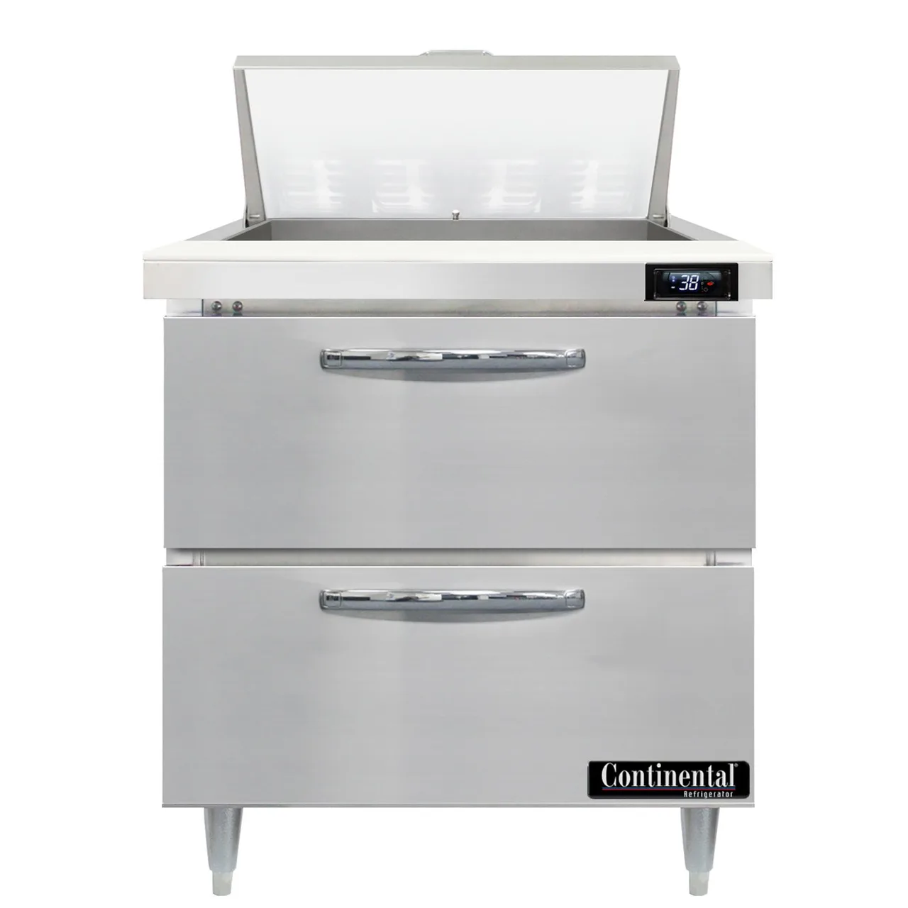 Continental Refrigerator D32N8-D 32" One Section Sandwich / Salad Prep Table w/ 2 Drawers, 8 Pans