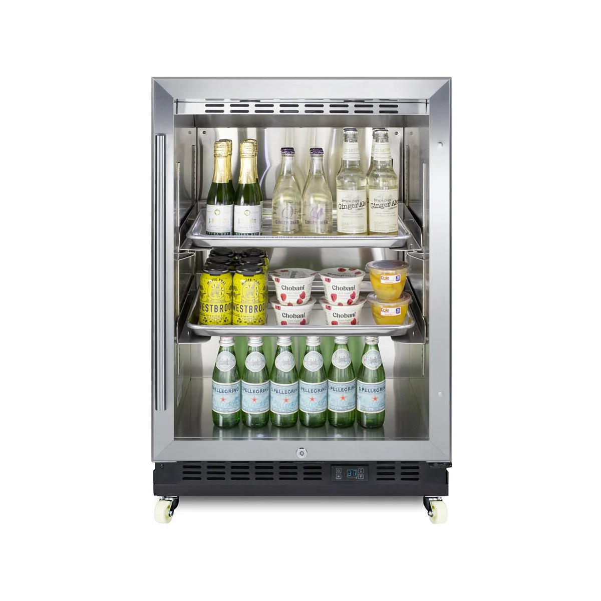 Summit SCR610BLRI 24" Glass Door Undercounter Refrigerator in Black, 5 cu. ft.