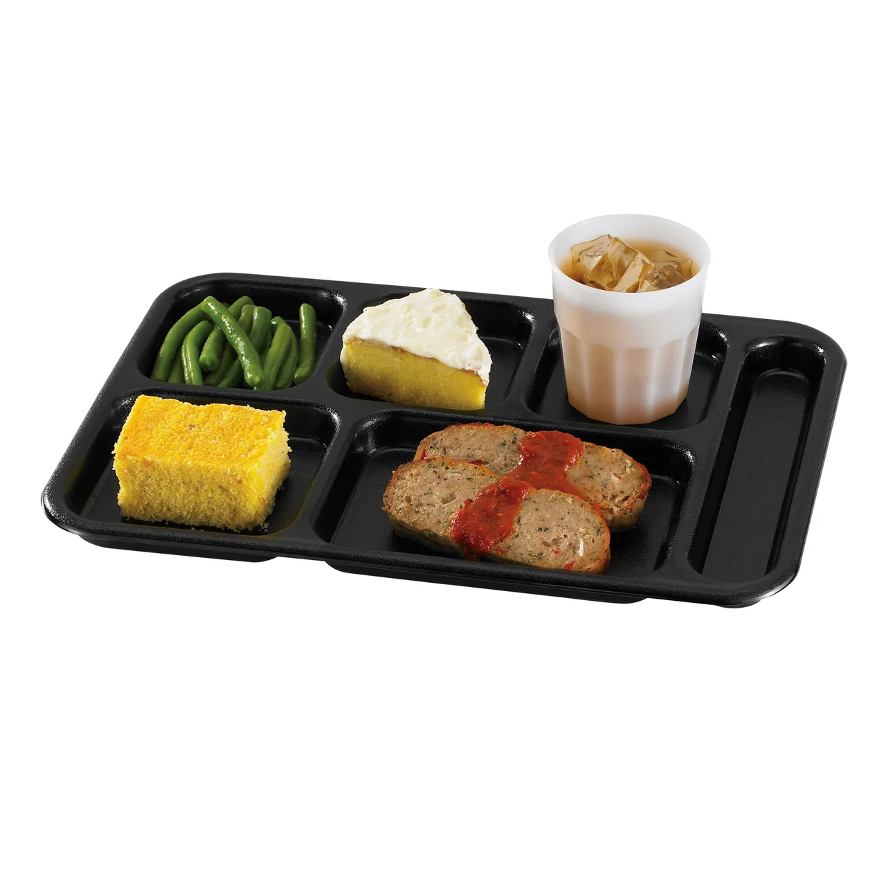 Cambro 10146CW110 Tray – 6‑Compartment, 10" x 14½" Black Polycarbonate, NSF, Dishwasher Safe