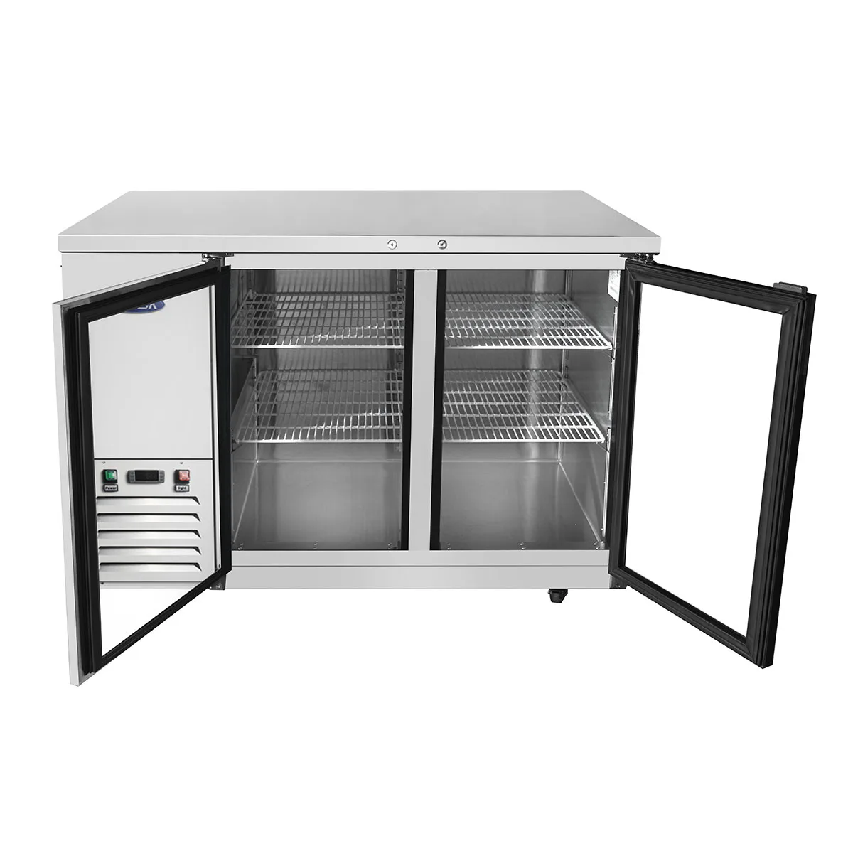 Atosa USA MBB48GGR 48“ Two Section Back Bar Cooler with Glass Door, 13.4 cu. ft.