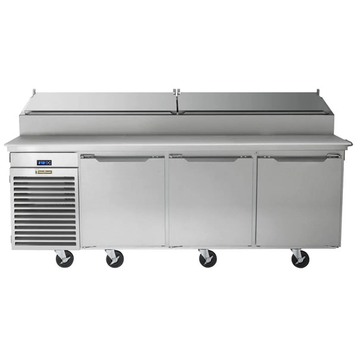 Traulsen TS090HT 90" 3-Section Refrigerated Pizza Prep Table w/ 3 Doors, (12) 1/3 Pans