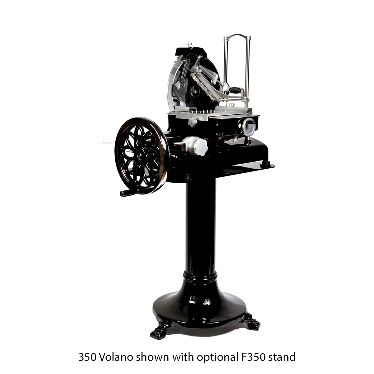 AMPTO 350 VOLANO Manual Flywheel Slicer, 14" Blade, 0 to 3/32" Cutting Thickness, Black Color