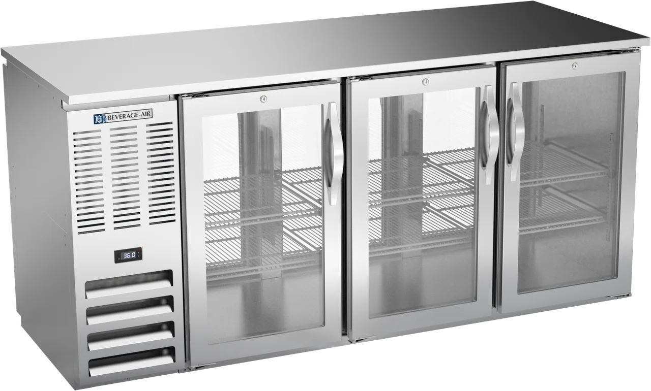 Beverage Air BBN72HC-G-PT-S Pass-Thru Cooler, 72" W, 19.6 Cu Ft, 6 Glass Doors, Stainless, R290