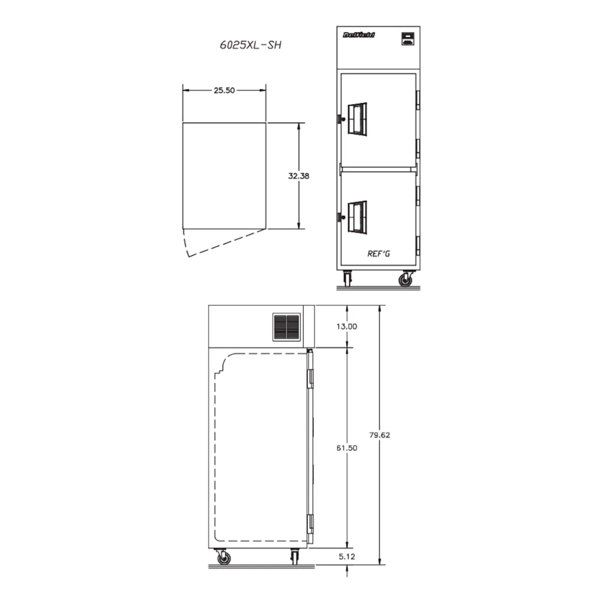 Delfield 6025XL-SH One Section Reach-In Refrigerator w/ 2 Solid Half Doors, Top Mounted, 20 cu. ft.