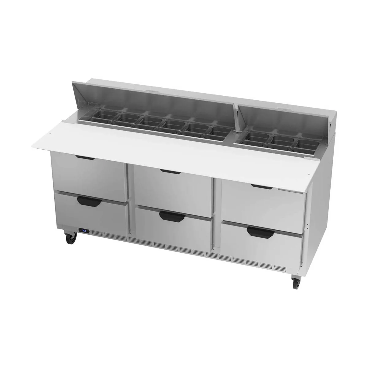 Beverage Air SPED72HC-18C-6 72" Three Section Sandwich/Salad Prep Table w/ 6 Drawers, 18 Pans