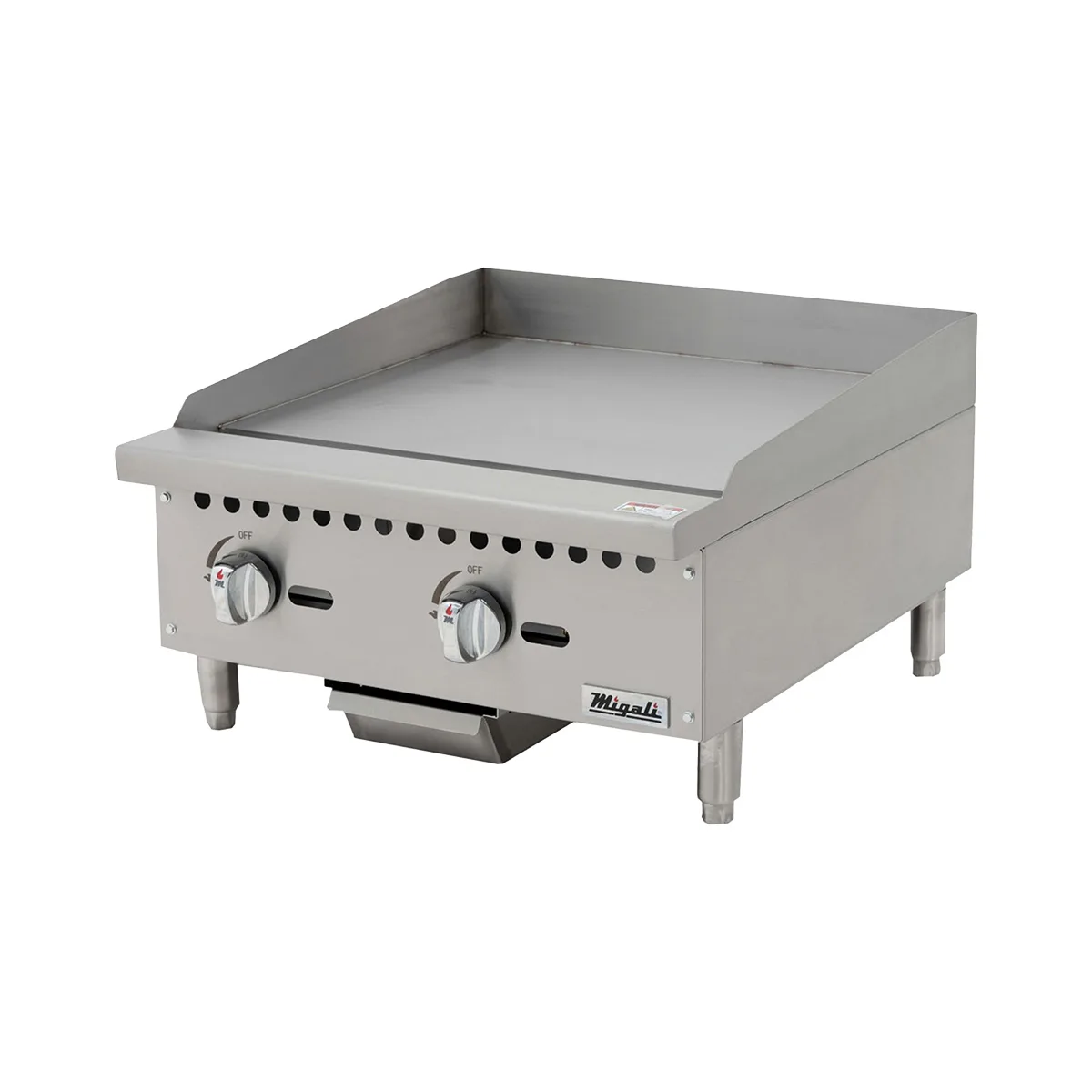Migali C-G24 24" Countertop Manual Gas Griddle, 3/4" Smooth Steel Plate, 60.000 BTU