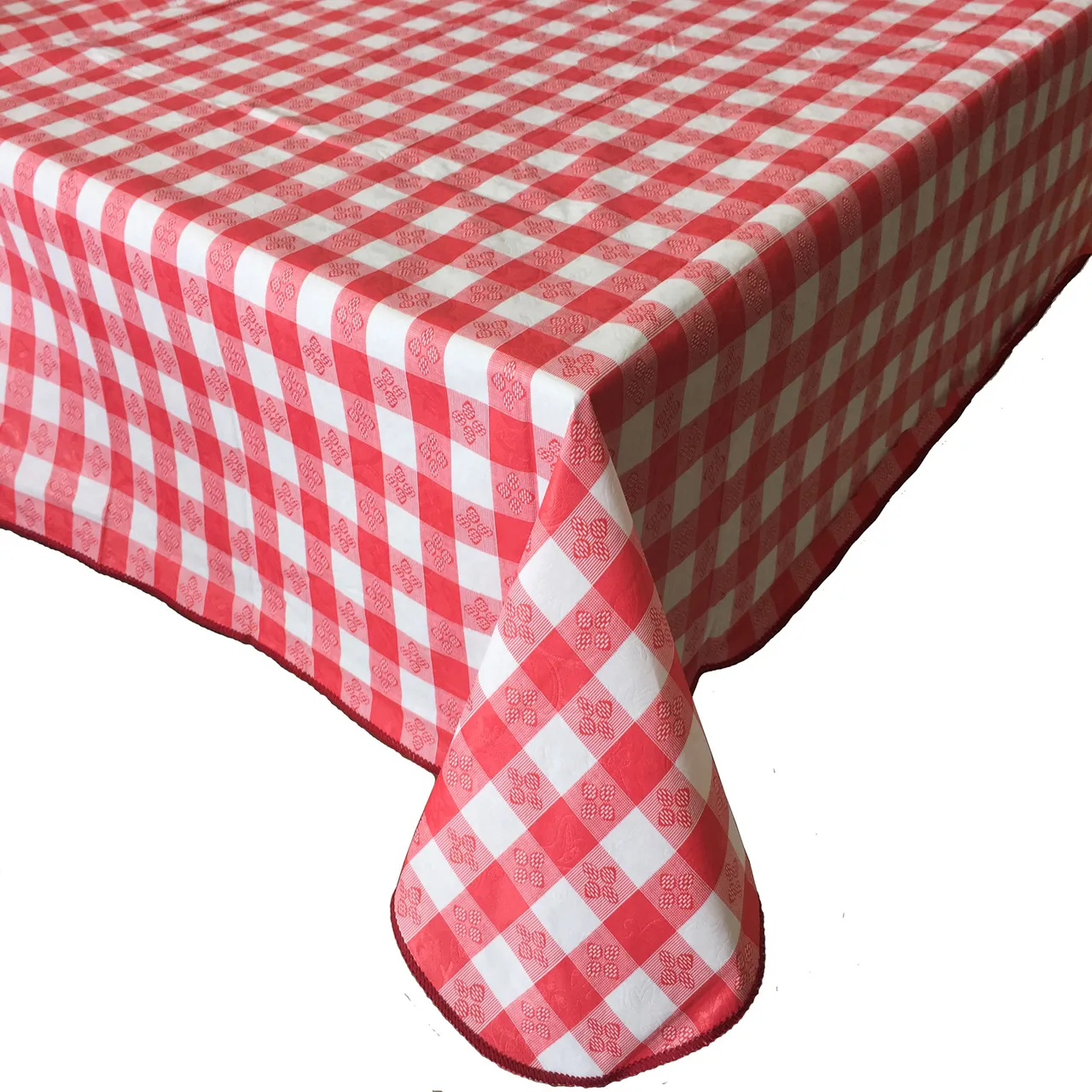CAC China TCVG-9052R Throw Table Cover, 90"x52", Red Vinyl Gingham, Water Resistant, Fannel Back