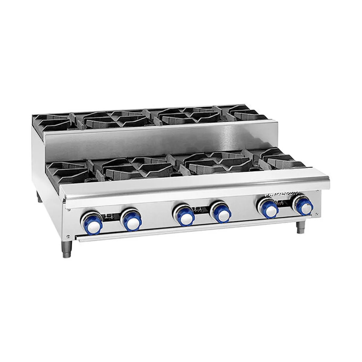 Imperial IHPA-6-36SU 36" Countertop Step-Up Gas Hotplate with (6) Burners, Manual Controls, 192.000 BTU