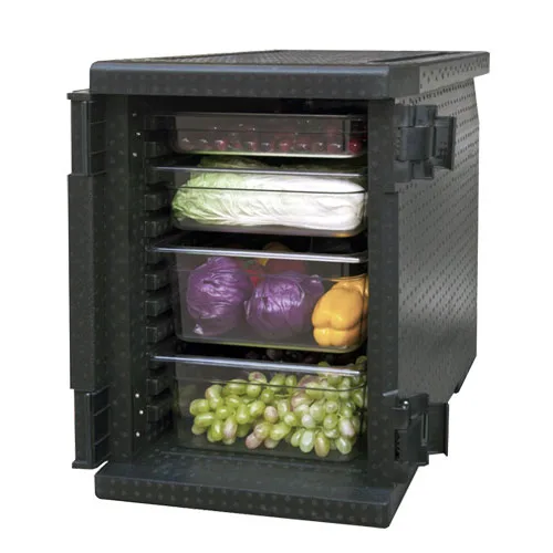 Omcan USA 80634 Insulated Food Carrier, Black Polypropylene, Stackable, 7.8" Pan Height