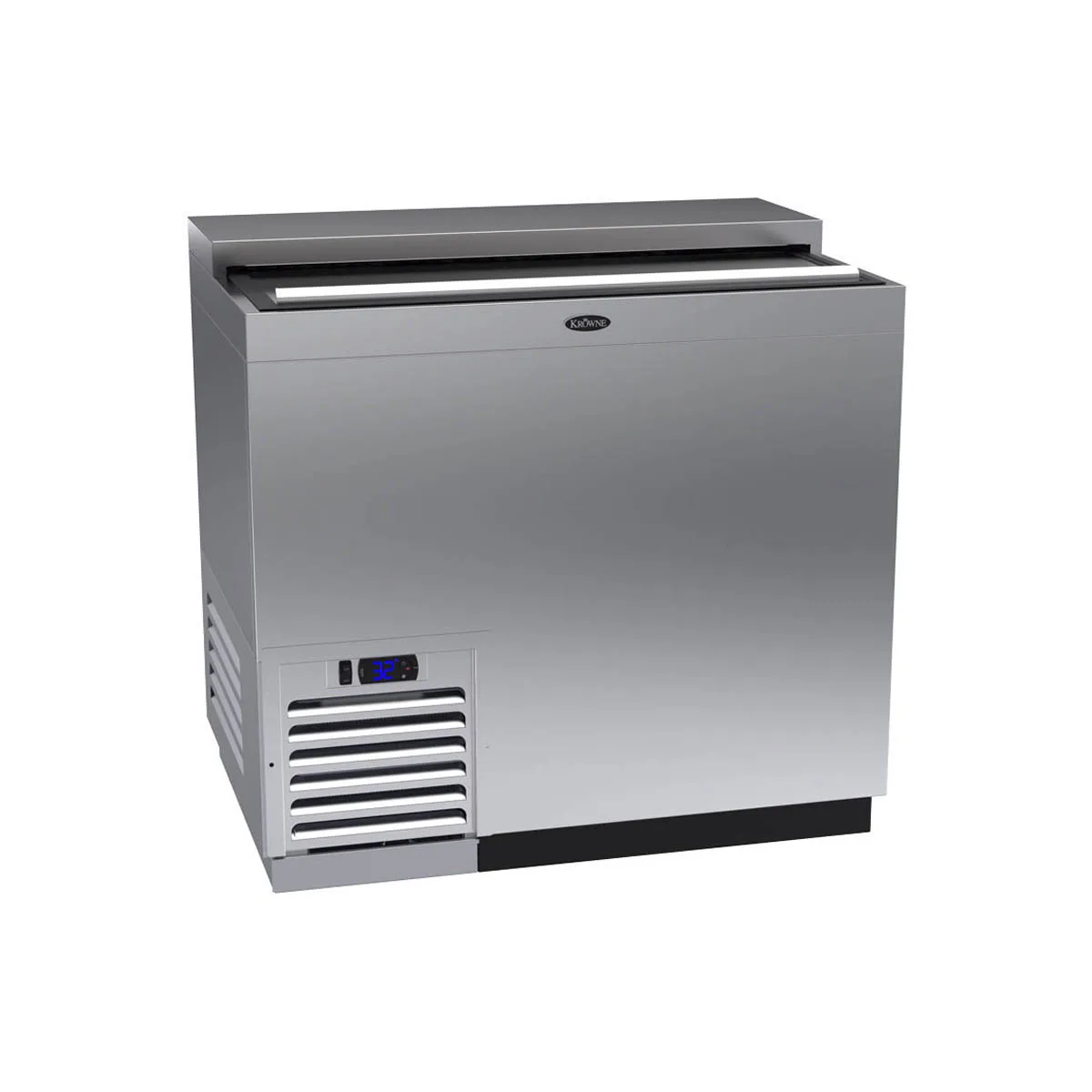 Krowne BC36-SS 36" Stainless Steel Flat Top Bottle Cooler w/ 1 Sliding Lid, 2 Divider Racks