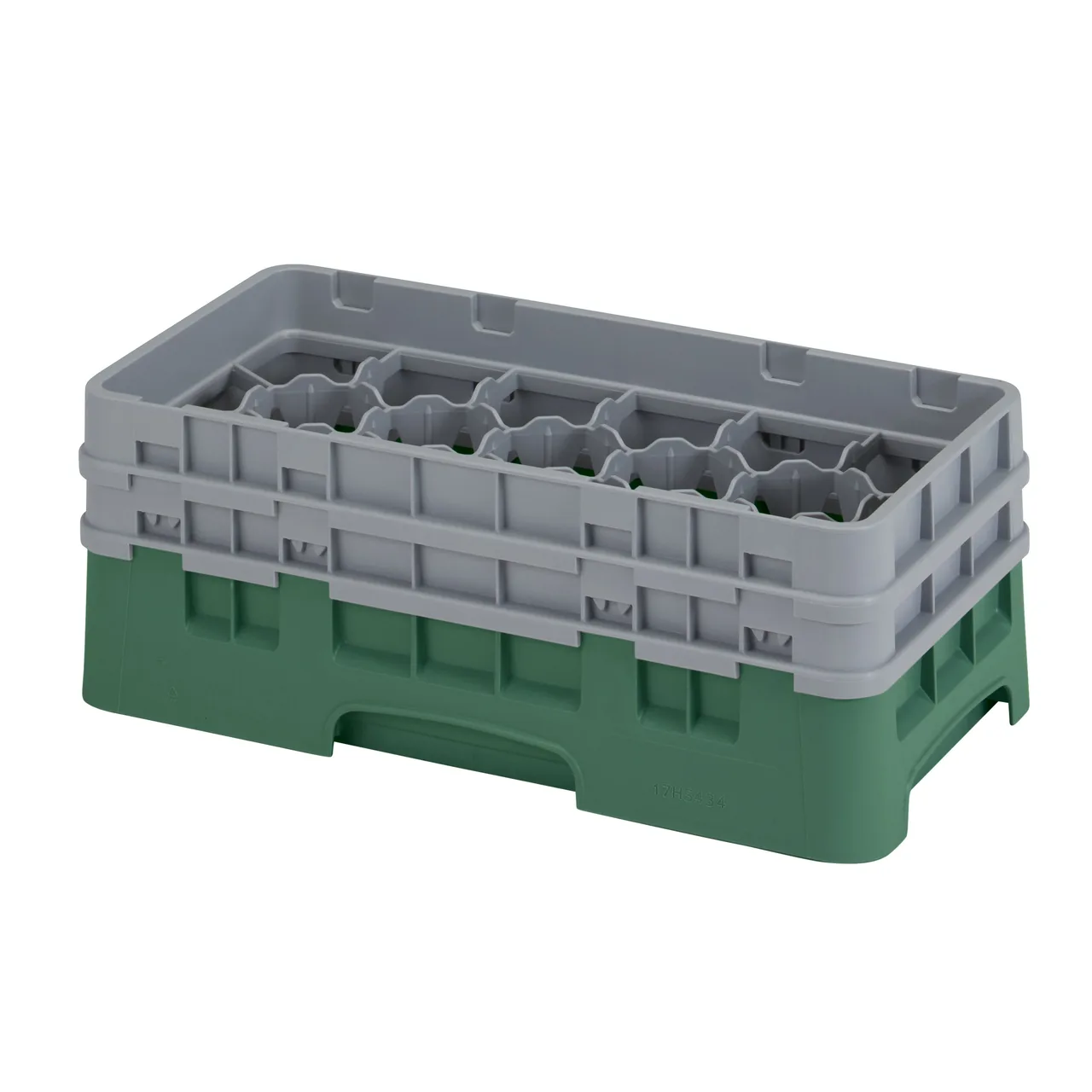 Cambro 17HS434119 Camrack Glass Rack, Half Size, Sherwood Green, 17 Compartments, 2-7/8" Max Dia, 5-1/4" Max Height