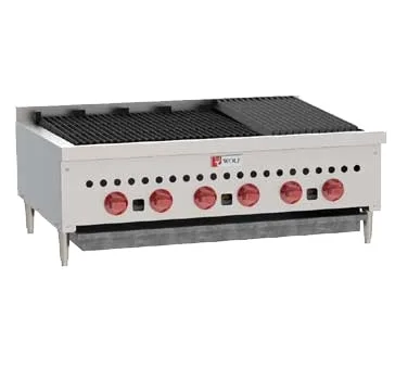 Wolf SCB36 36" Countertop Gas Radiant Charbroiler w/ (6) Burners, 87.000 BTU