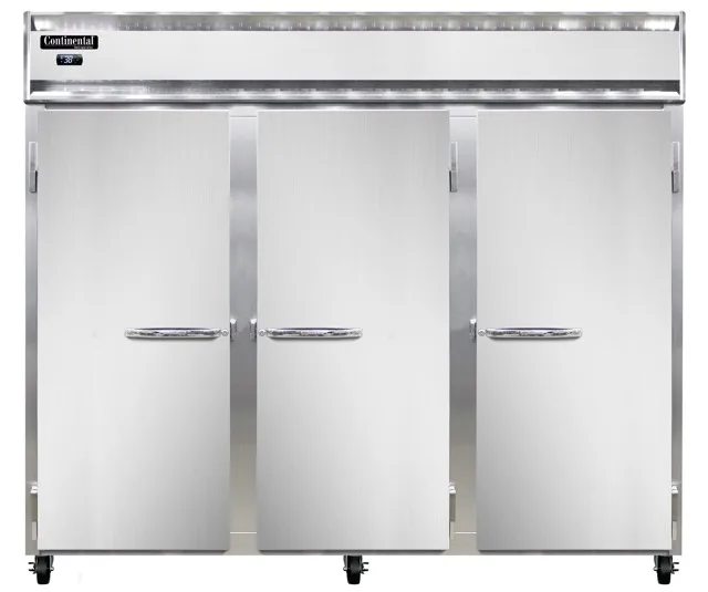 Continental Refrigerator 3RENSSPT-SD-GD 85.5" 3-Section Pass-Thru Refrigerator, 75 cu. ft., Top Mounted