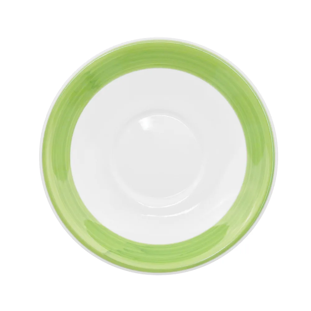 CAC China R-2-G - Round 6" Dia. x 0.5" High Stoneware Saucer Green Microwave Safe - 1 Dozen