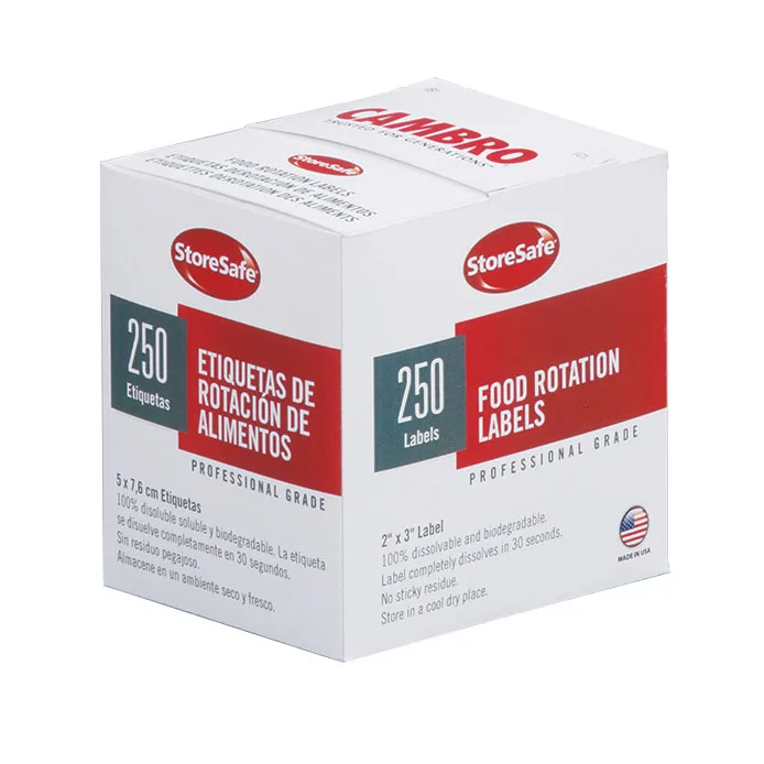 Cambro 23SLINB250 StoreSafe Food Rotation Label, 2x3, Blank, Biodegradable, Microwave Safe, 100 Count per Case