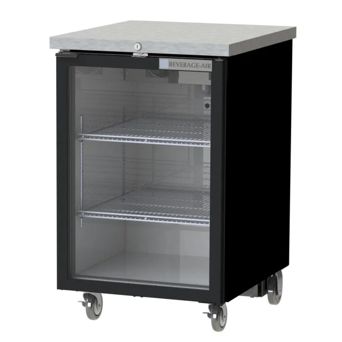 Beverage Air BB24HC-1-FG-B 24" 1 Section Black Back Bar Cooler with Glass Door