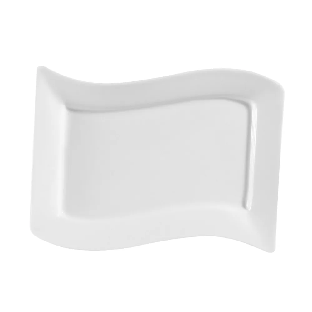 CACChina MIA-51 Miami Platter, 15.5" L x 10.5" W x 1.5" H, Porcelain Bone White Safe - Dozen
