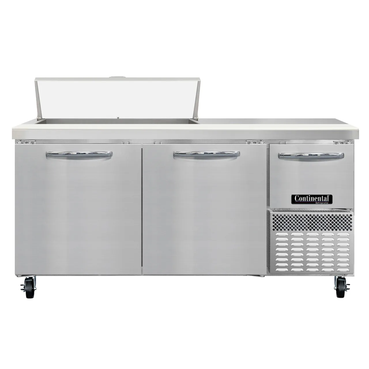 Continental Refrigerator RA68SN10 68" 3-Door Sandwich And Salad Prep Table, 10 Pans, Stainless Steel