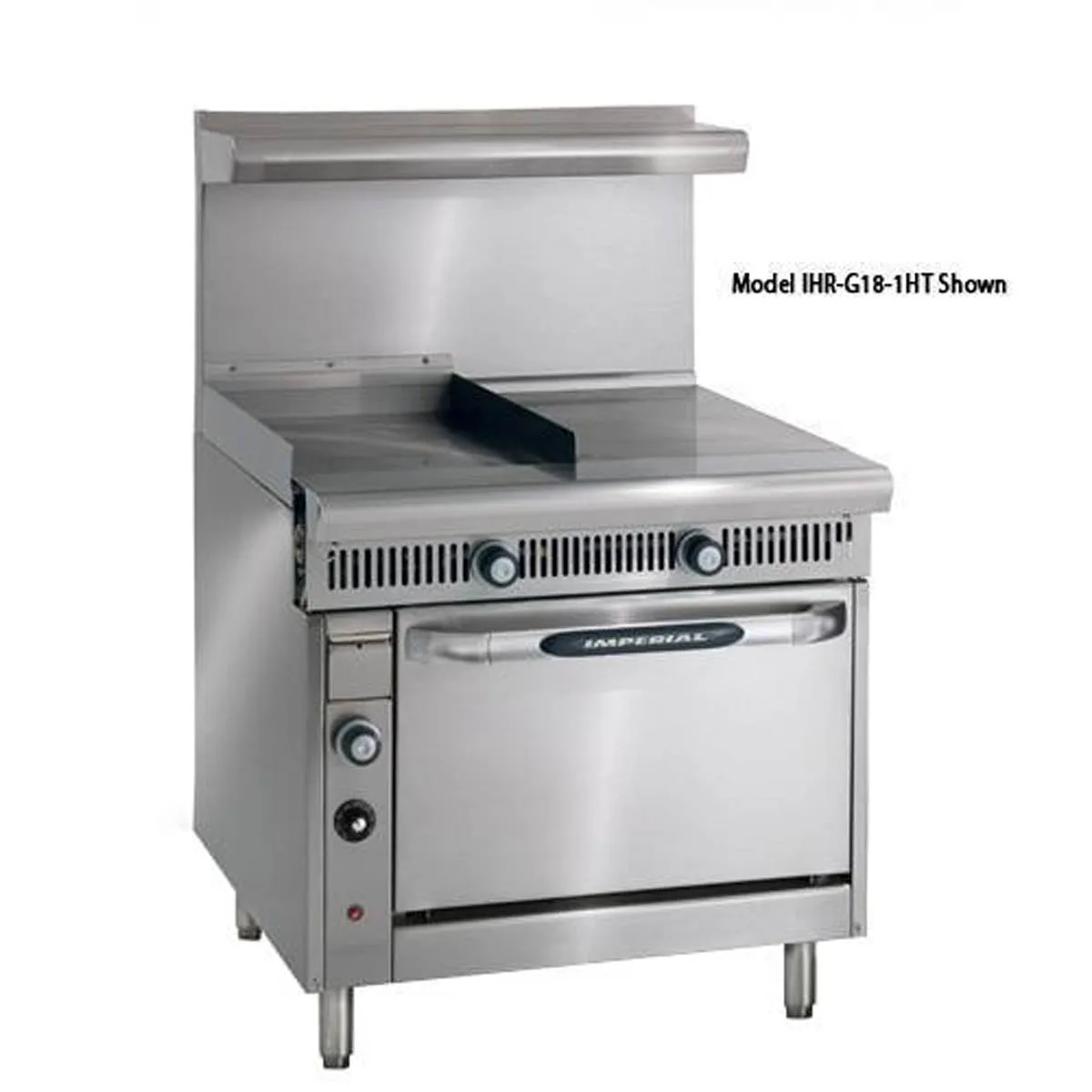 Imperial IHR-G18-1HT 36" Gas Heavy Duty Range w/ (1) 18" Griddle, (1) 18" Hot Top, (1) Standard Oven, 120.000 BTU