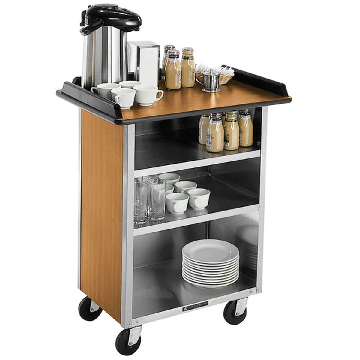 Lakeside 681 Stainless Steel Beverage Service Cart w/ 3 Shelves - 24" x 58 3/8" x 38 5/16"