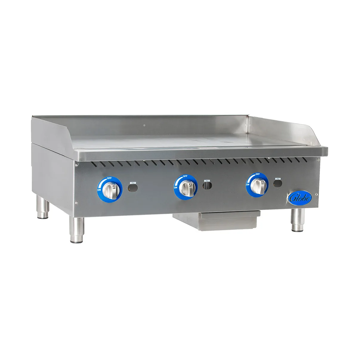 Globe GG36G 36" Countertop Gas Griddle, Manual Controls, 1" Steel Plate, 90.000 BTU