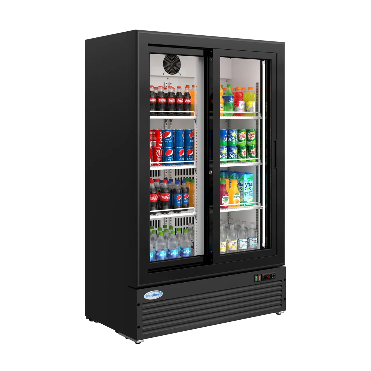 Koolmore KM-AEM2-10CSL Refrigerator, 35"W x 55.6"H, 10 cu ft, Black Finish, Dual Low‑E Glass Doors