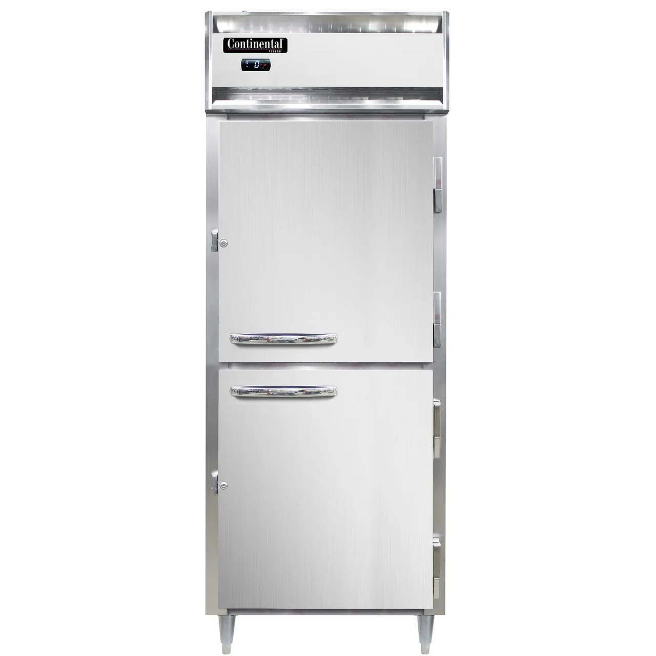 Continental Refrigerator D1FENSAPTHD 28-1/2" 4-Half Solid Door Pass-Thru Freezer, Top Mounted, Stainless Steel, 22 cu. ft.
