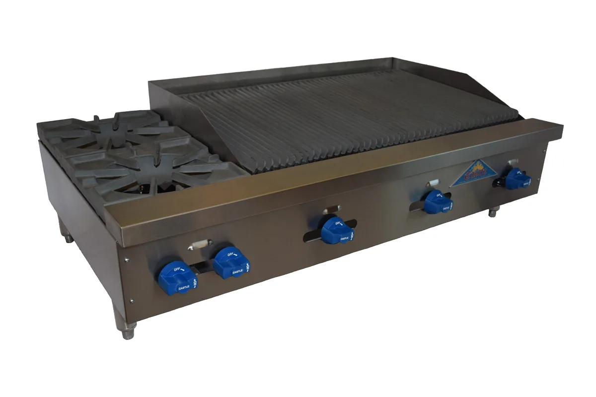 Comstock-Castle FHP48-3RB 48" Countertop Gas Radiant Charbroiler / Hotplate Combo, 153.000 BTU