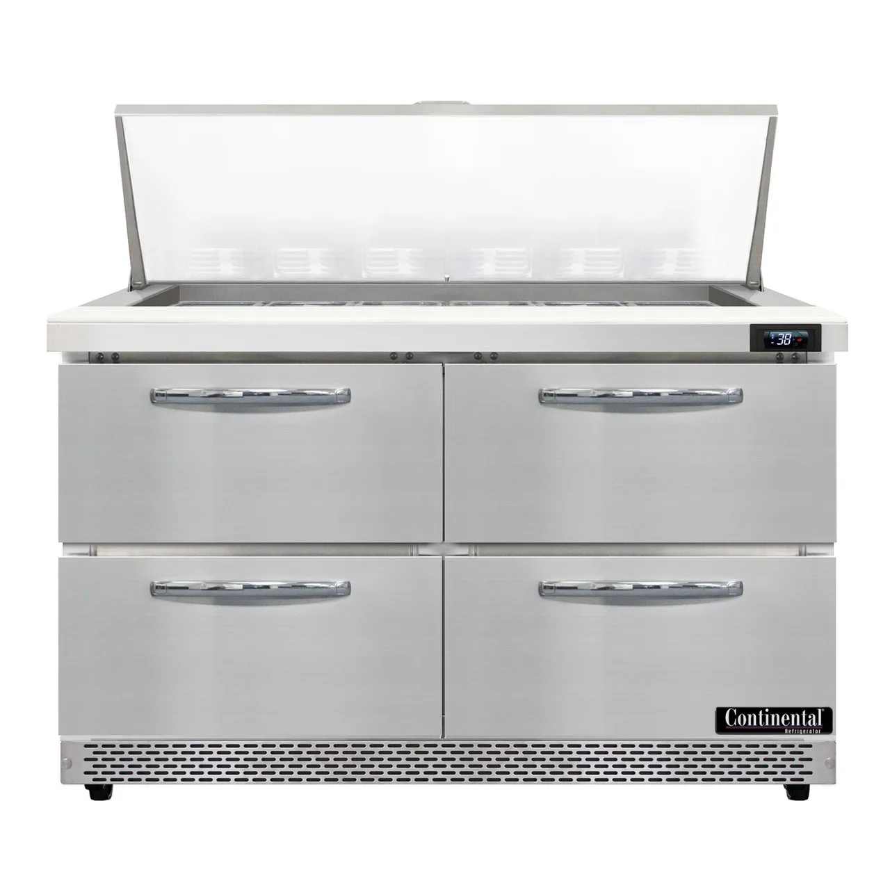 Continental Refrigerator D48N18M-FB-D 48" Mega Top Sandwich Prep Table w/ 4 Drawers, 18 pans