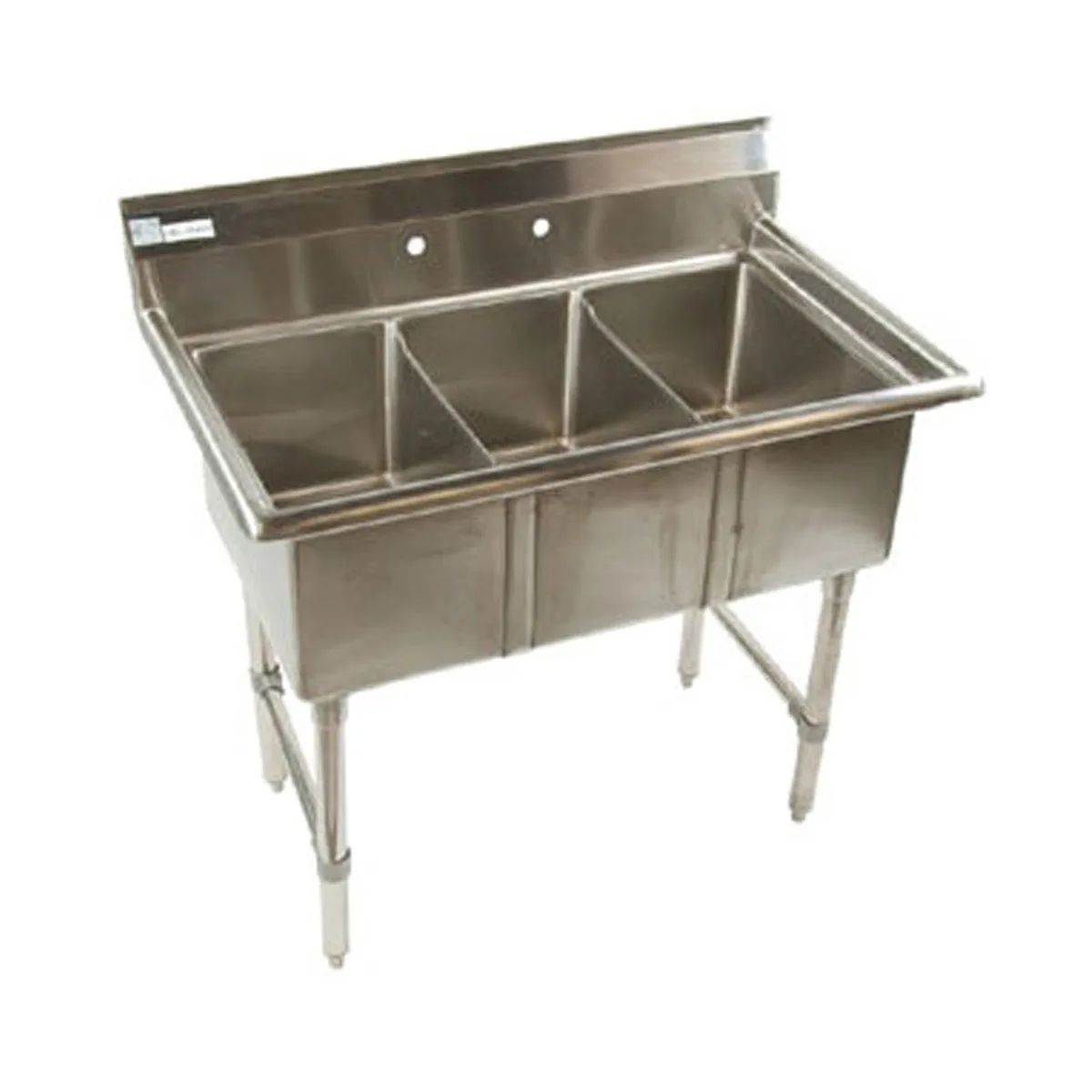 Klinger's Trading MCS3 50" Three Compartment Sink, 15"W x 15"L Bowl Without Drainboard