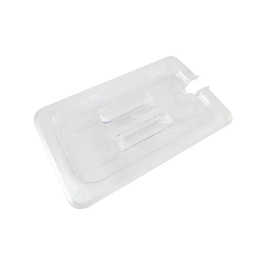 Omcan USA 80021 1/4-Size Clear Polycarbonate Pan Cover Handled SpoonNotch Slotted, 10-7/16" x 6-3/8"