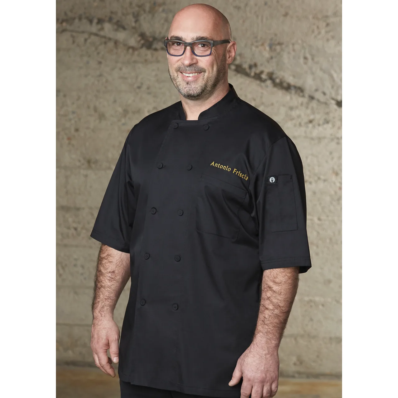 Chef Works JLCV-BLK-6XL Chef Coat, Short‑Sleeve, Cool Vent™ Yoke, 65/35 Poly‑Cotton Twill, Black, 6XL