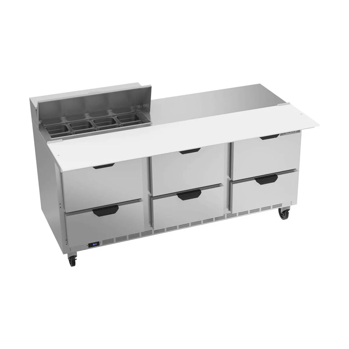 Beverage Air SPED72HC-08C-6 72" Three Section Sandwich/Salad Prep Table w/ 6 Drawers, 8 Pans