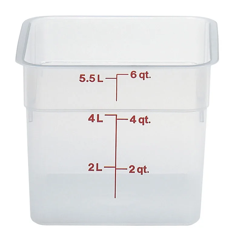 Cambro 6SFSPP190 Container, 6 Qt, 8-3/8" Square x 7-1/4" High, Translucent PP, NSF