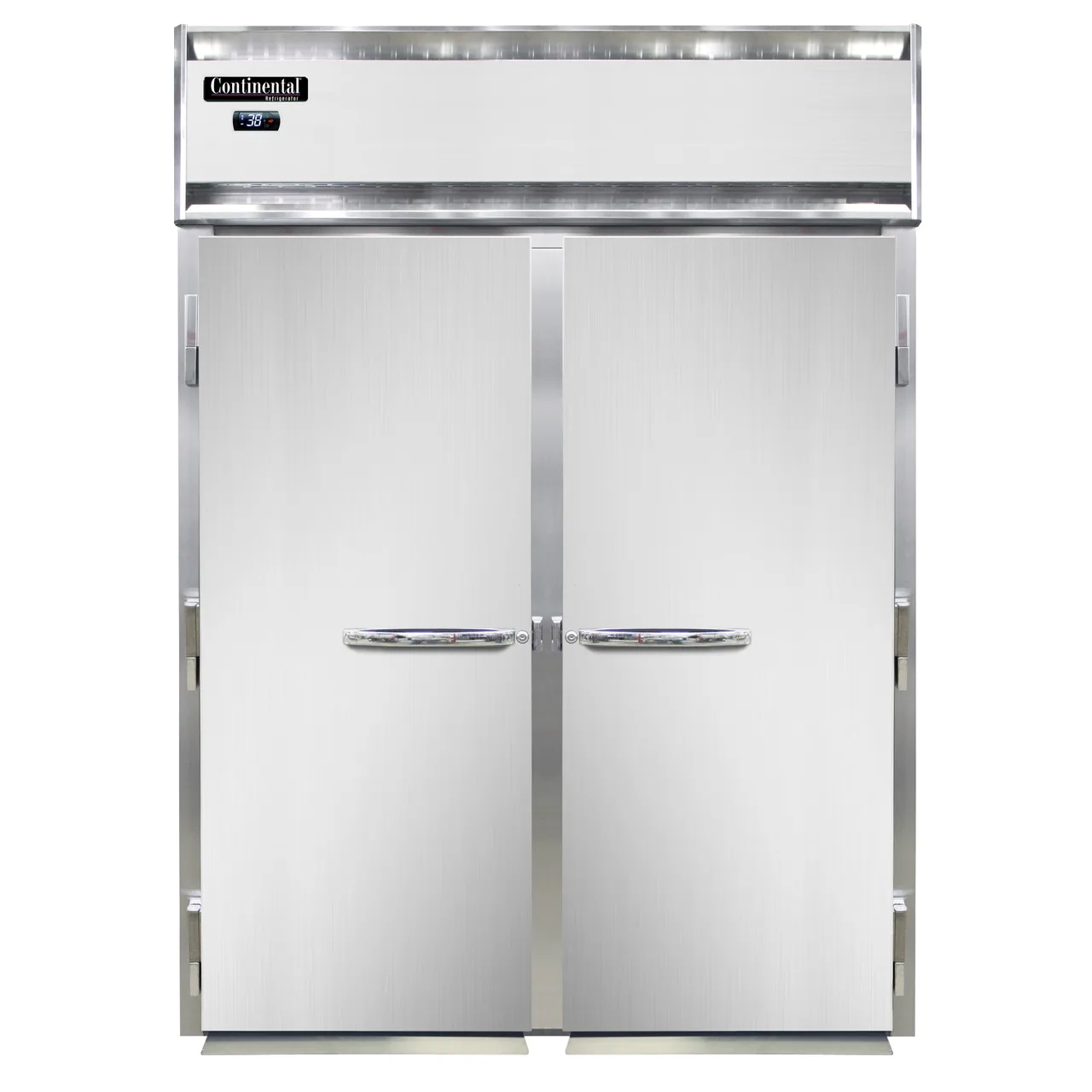 Continental Refrigerator D2RIN 68" 2-Section Roll-In Refrigerator w/ 2 Solid Doors, Stainless Steel Front Aluminum Ends