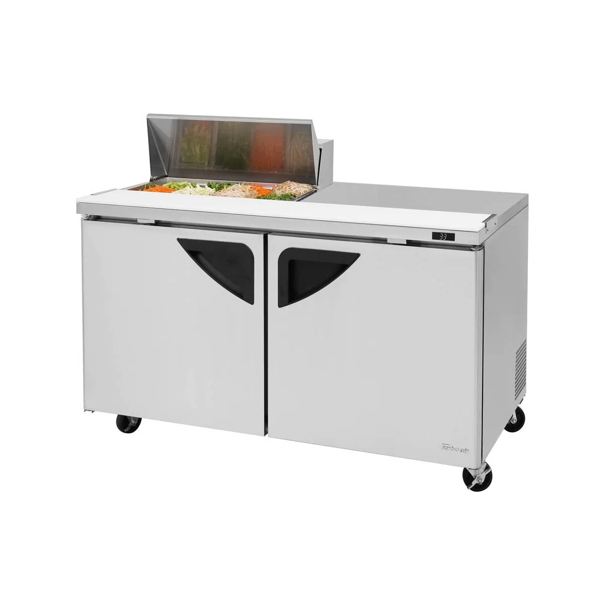 Turbo Air TST-60SD-08S-N 60" Two Section Sandwich / Salad Prep Table w/ 2 Doors, 8 Pans
