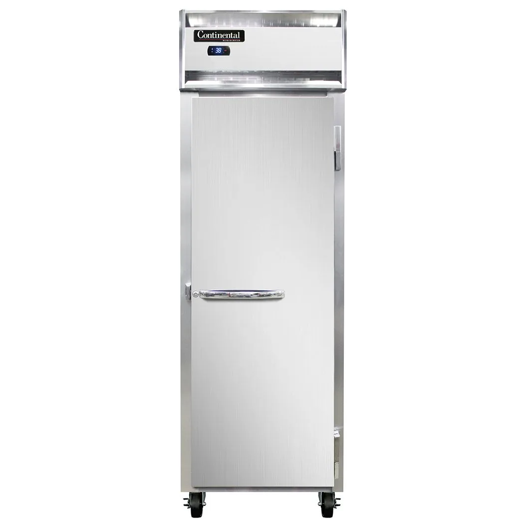 Continental Refrigerator 1RSN 26" 1-Section Reach-In Refrigerator w/ Solid Door, Stainless Steel Front Aluminum Exterior, 16 cu. ft.