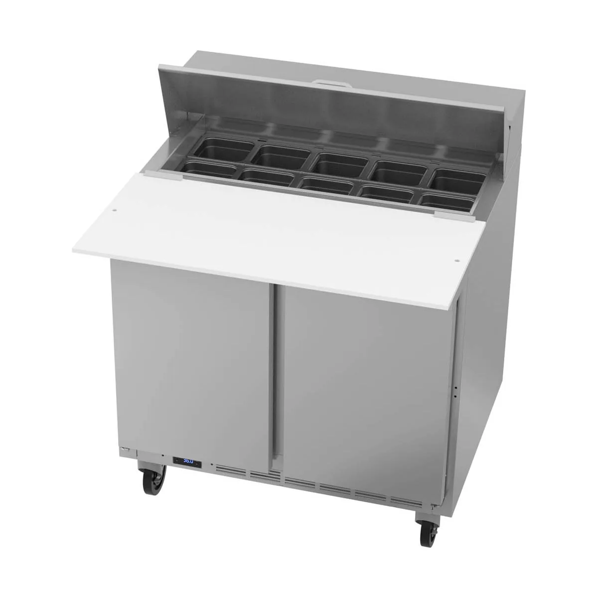 Beverage Air SPE36HC-10C 36" Two Section Sandwich/Salad Prep Table w/ 2 Doors, 10 pans, 10 cu. ft.