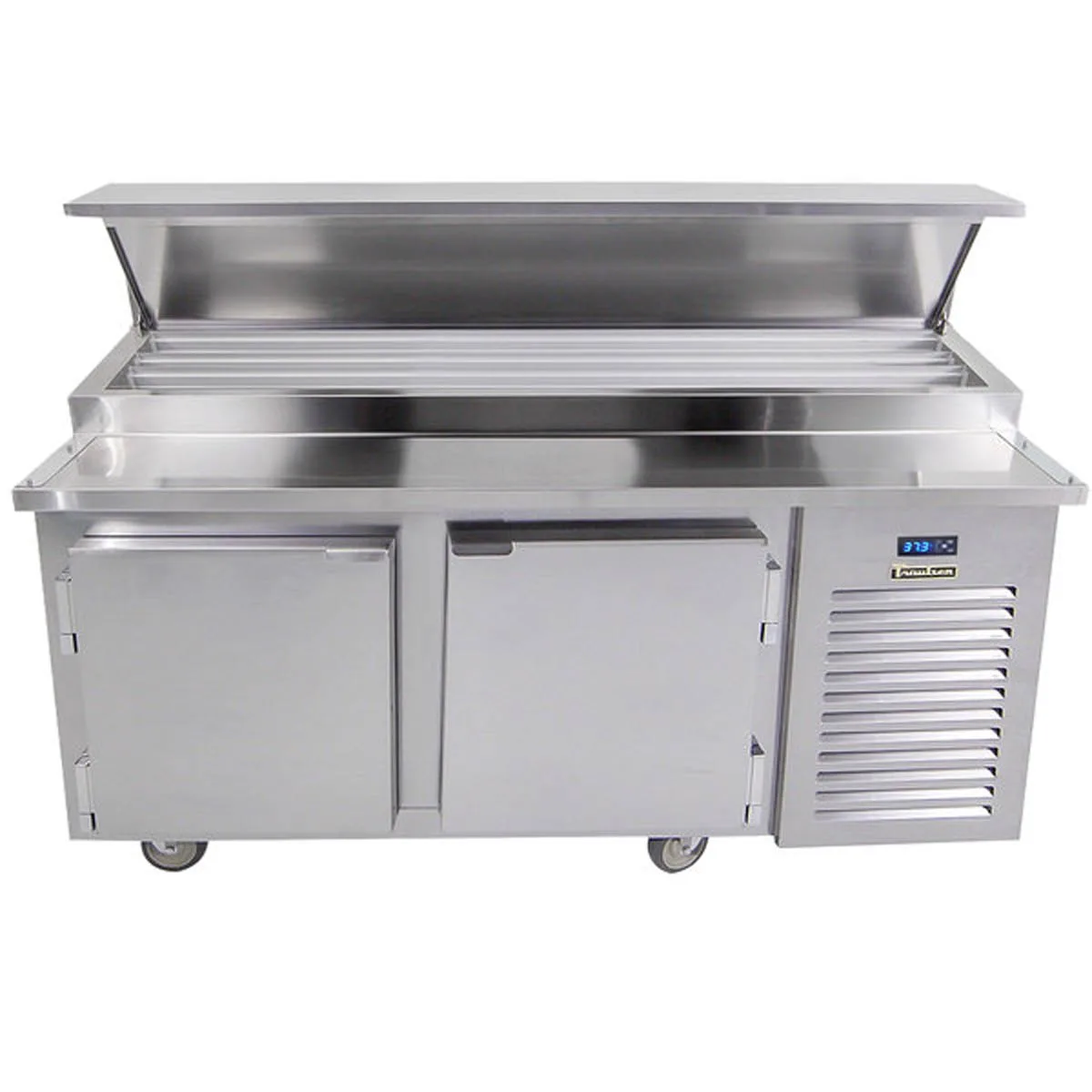 Traulsen TB060SL3S 60" 2-Section Refrigerated Pizza Prep Table w/ 2 Doors, (24) 1/6 Pans
