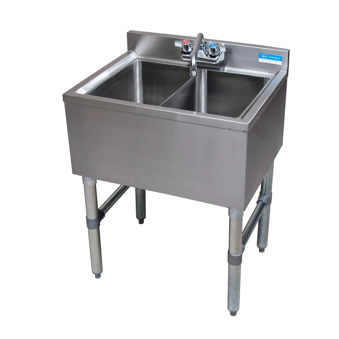 BK Resources UB4-18-224S 24" Underbar Sink Units, 2 Compartment without Drainboard