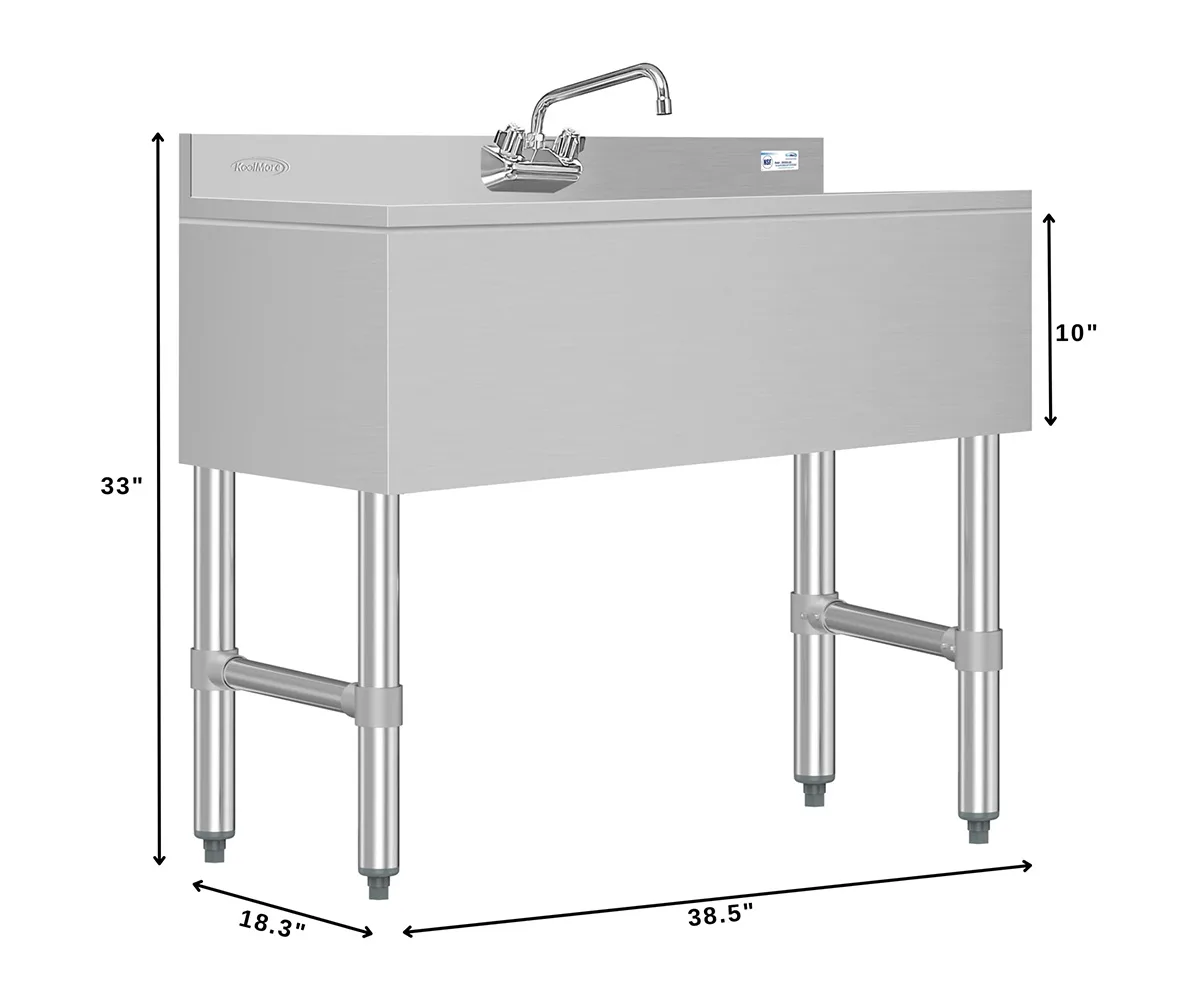 Koolmore SBR3B38-320 38" Underbar Sink Units, 3 Compartment without Drainboard
