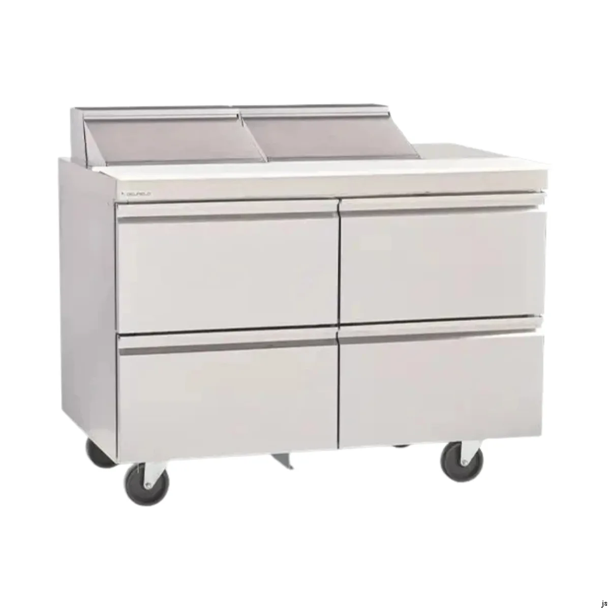 Delfield STD4464NP-12M 64" 2-Section Mega Top Sandwich Prep Table, 4 Drawers, 12 Pans, Stainless Steel