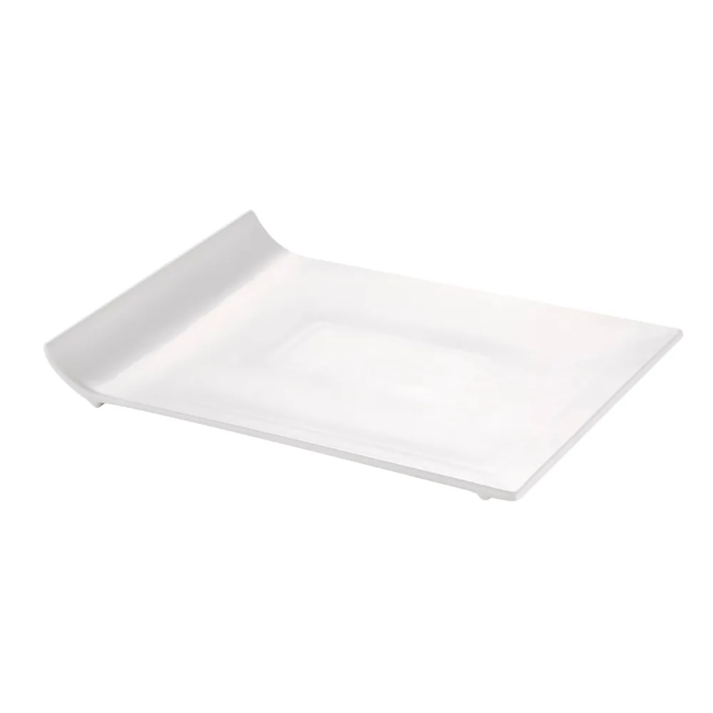 CACChina SF-P25 Sunrise Platter, 14"L x 10"W x 1-1/2"H Rectangular Flat White Porcelain - Dozen
